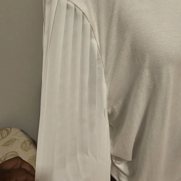 NWT Talbots Elegant Cream Pleated Sleeve Top Sz PXL - Picture 7 of 16